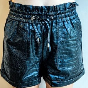 Black Vegan Faux Leather Shorts